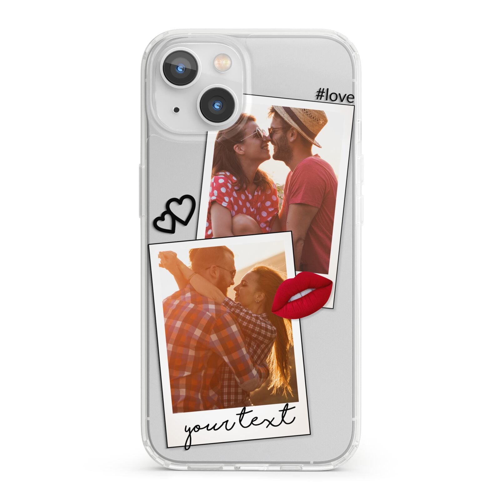 Romantic Pinboard Photo Montage Upload with Text iPhone 13 Clear Bumper Case