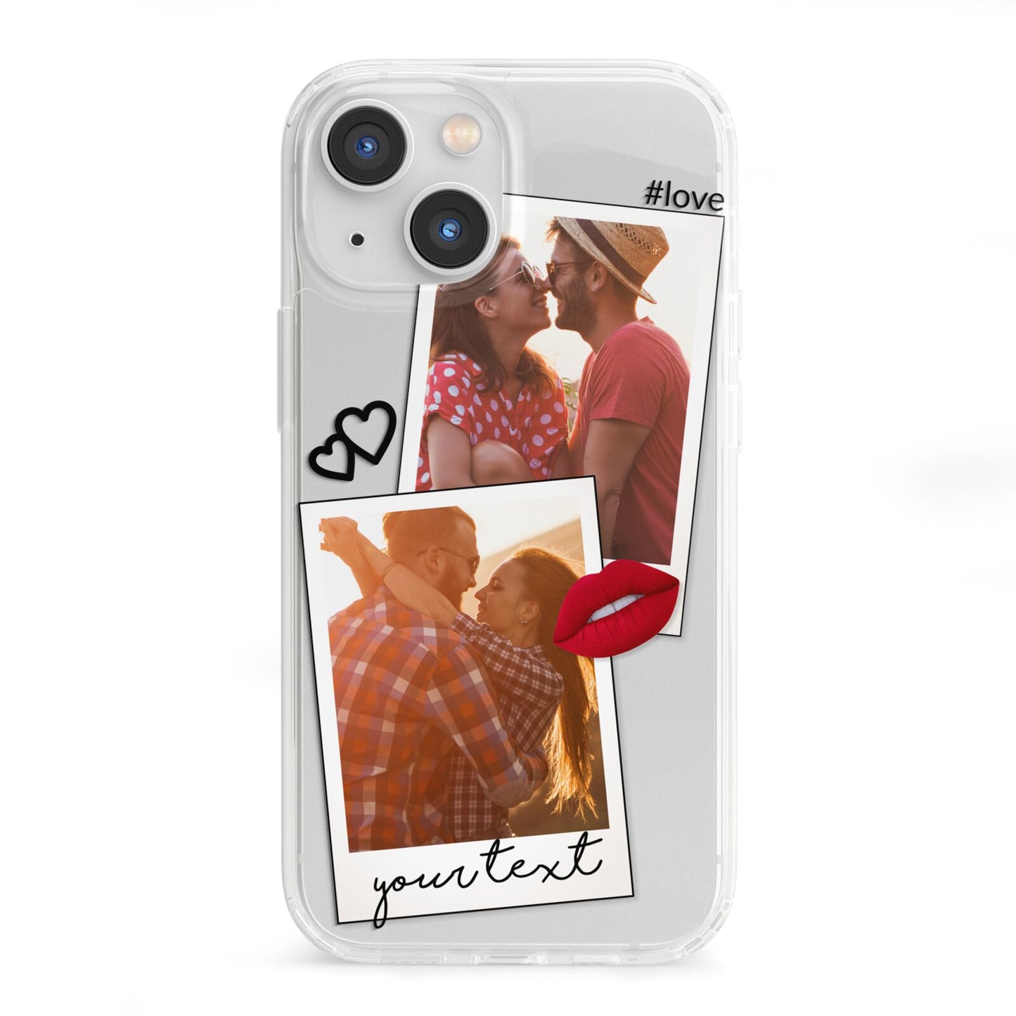 Romantic Pinboard Photo Montage Upload with Text iPhone 13 Mini Clear Bumper Case