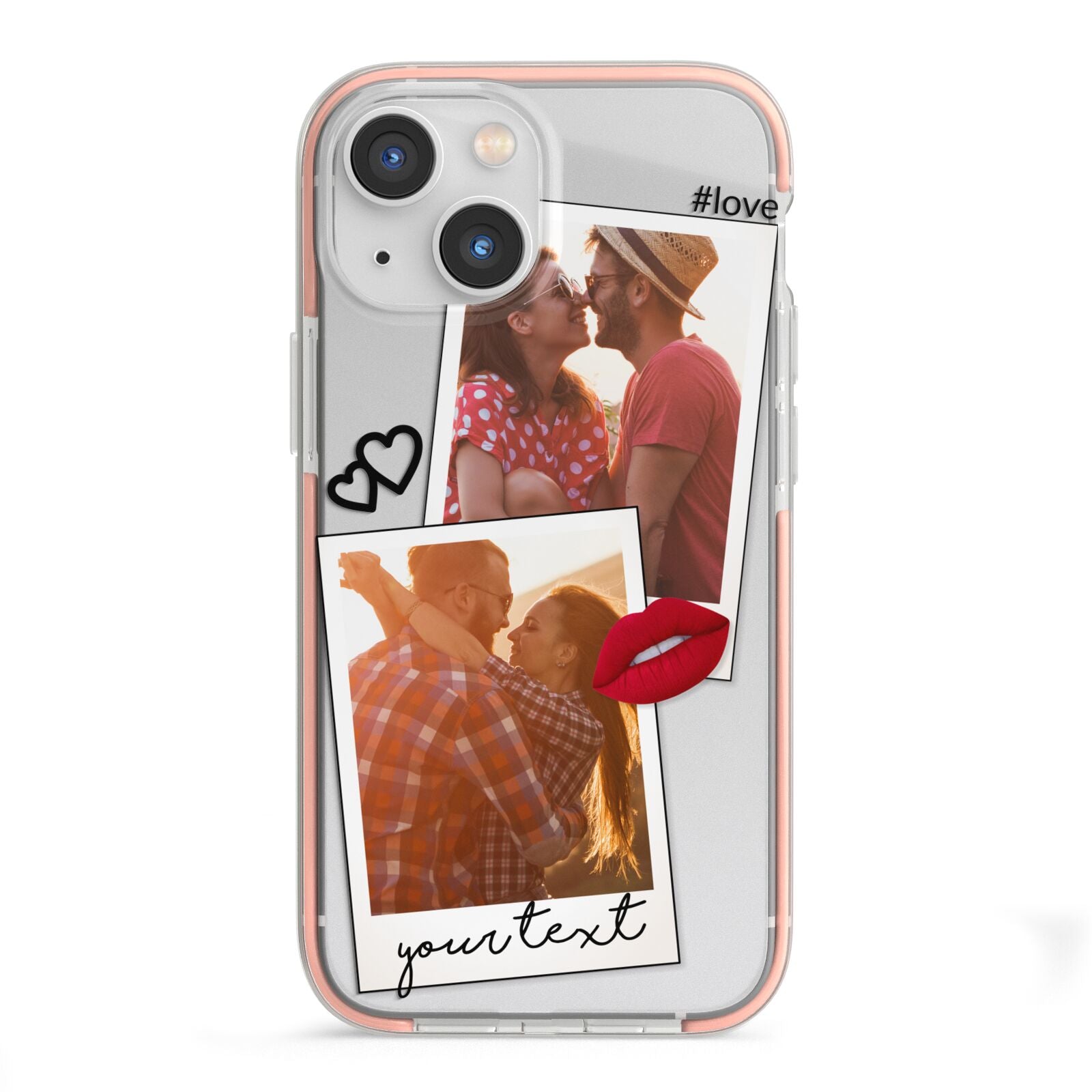 Romantic Pinboard Photo Montage Upload with Text iPhone 13 Mini TPU Impact Case with Pink Edges