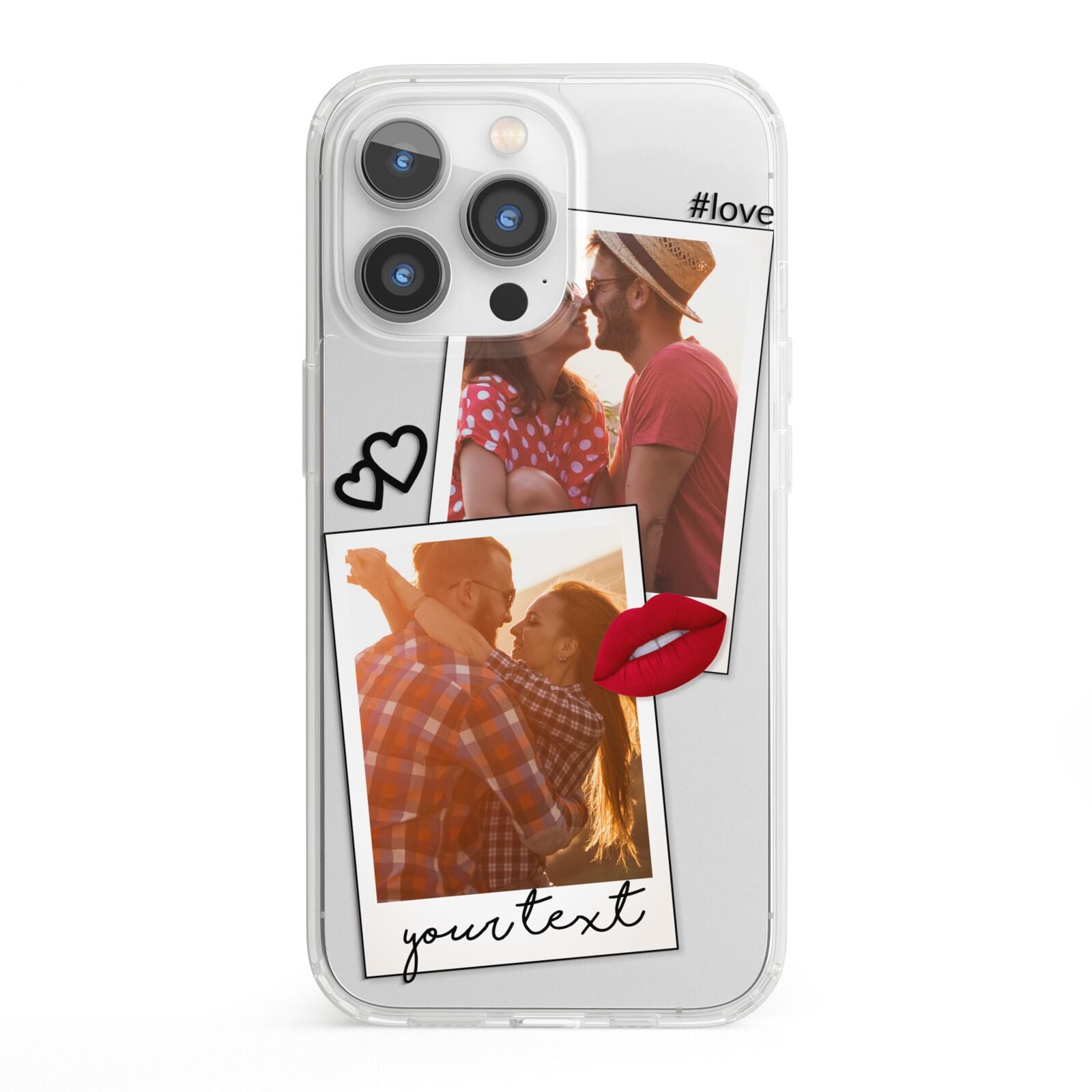 Romantic Pinboard Photo Montage Upload with Text iPhone 13 Pro Clear Bumper Case