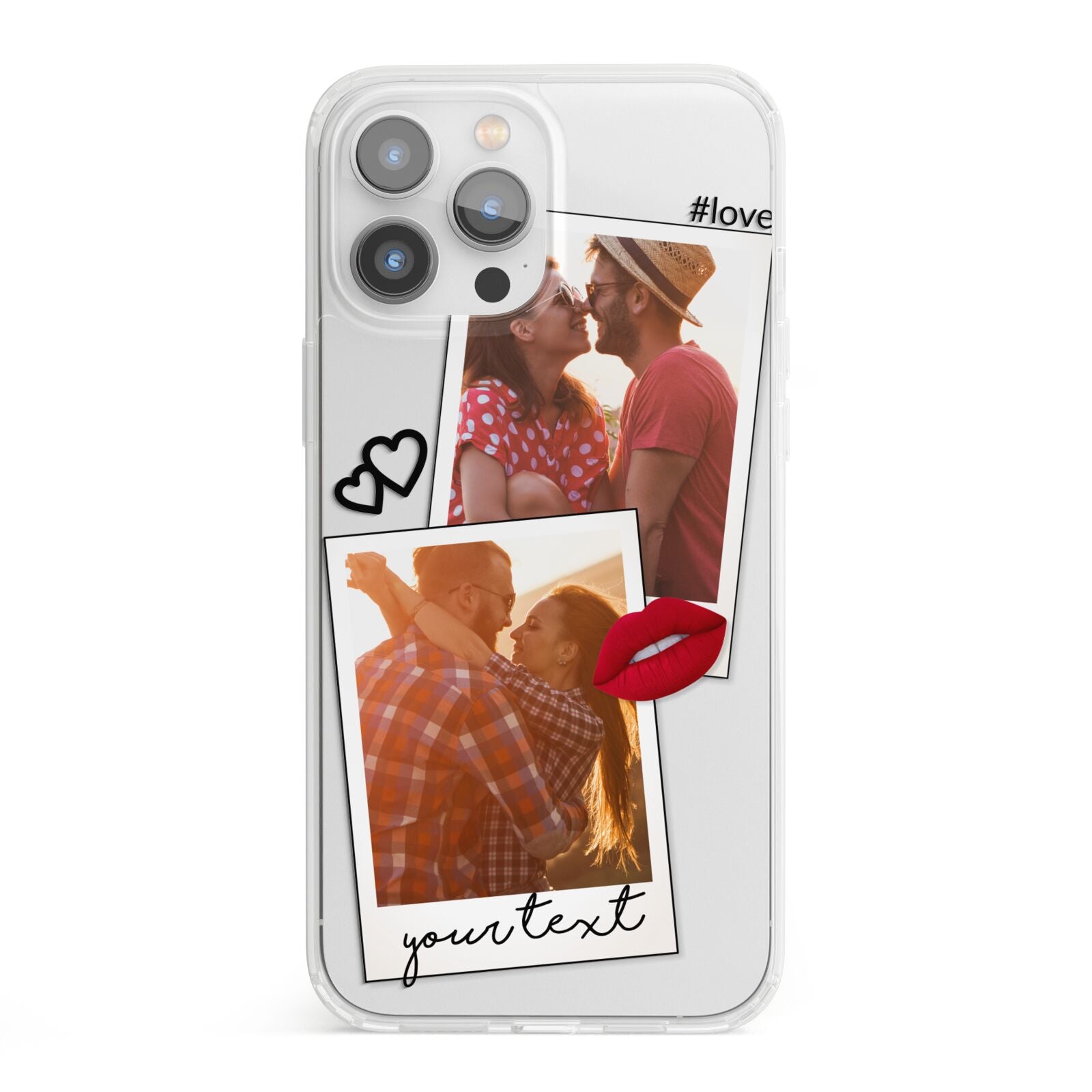 Romantic Pinboard Photo Montage Upload with Text iPhone 13 Pro Max Clear Bumper Case