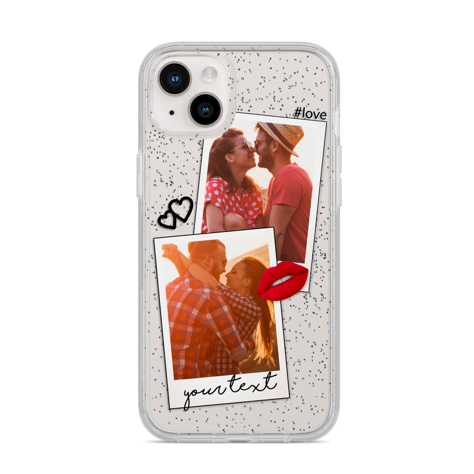 Romantic Pinboard Photo Montage Upload with Text iPhone 14 Plus Glitter Tough Case Starlight
