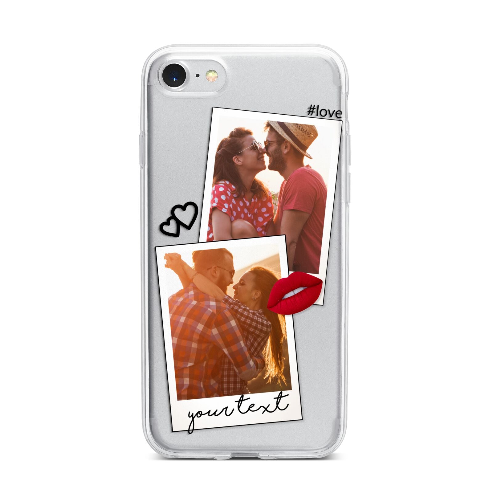 Romantic Pinboard Photo Montage Upload with Text iPhone 7 Bumper Case on Silver iPhone