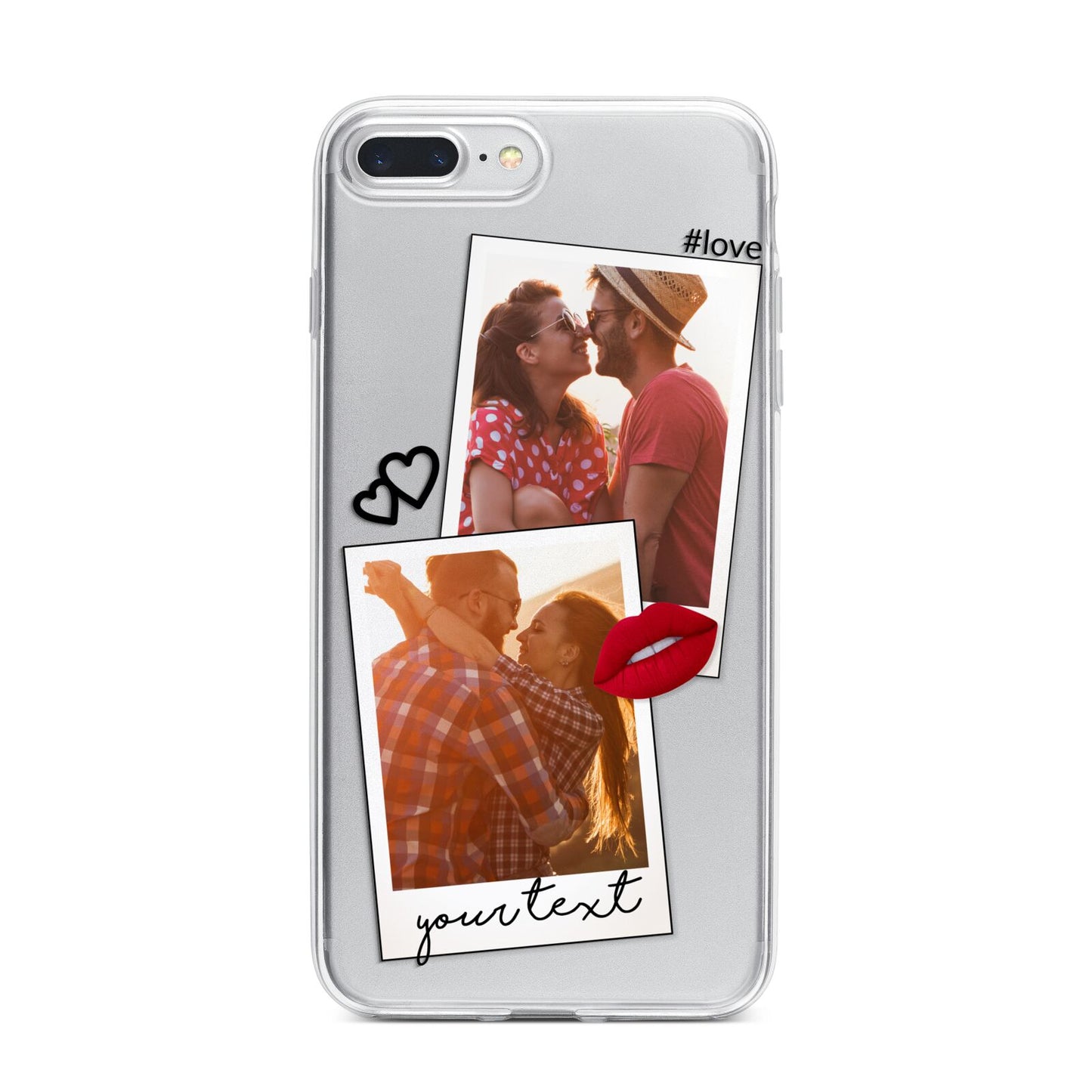 Romantic Pinboard Photo Montage Upload with Text iPhone 7 Plus Bumper Case on Silver iPhone