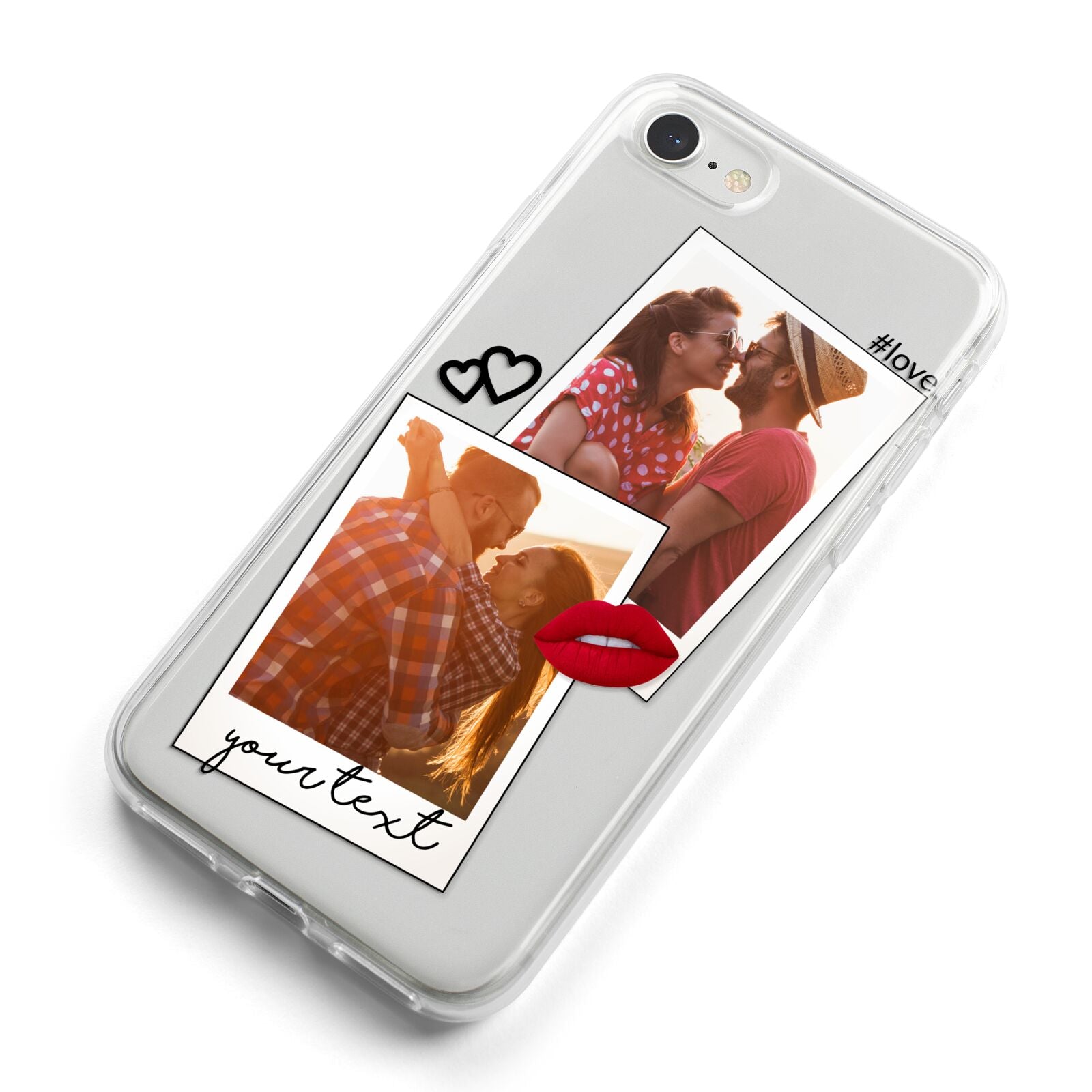 Romantic Pinboard Photo Montage Upload with Text iPhone 8 Bumper Case on Silver iPhone Alternative Image