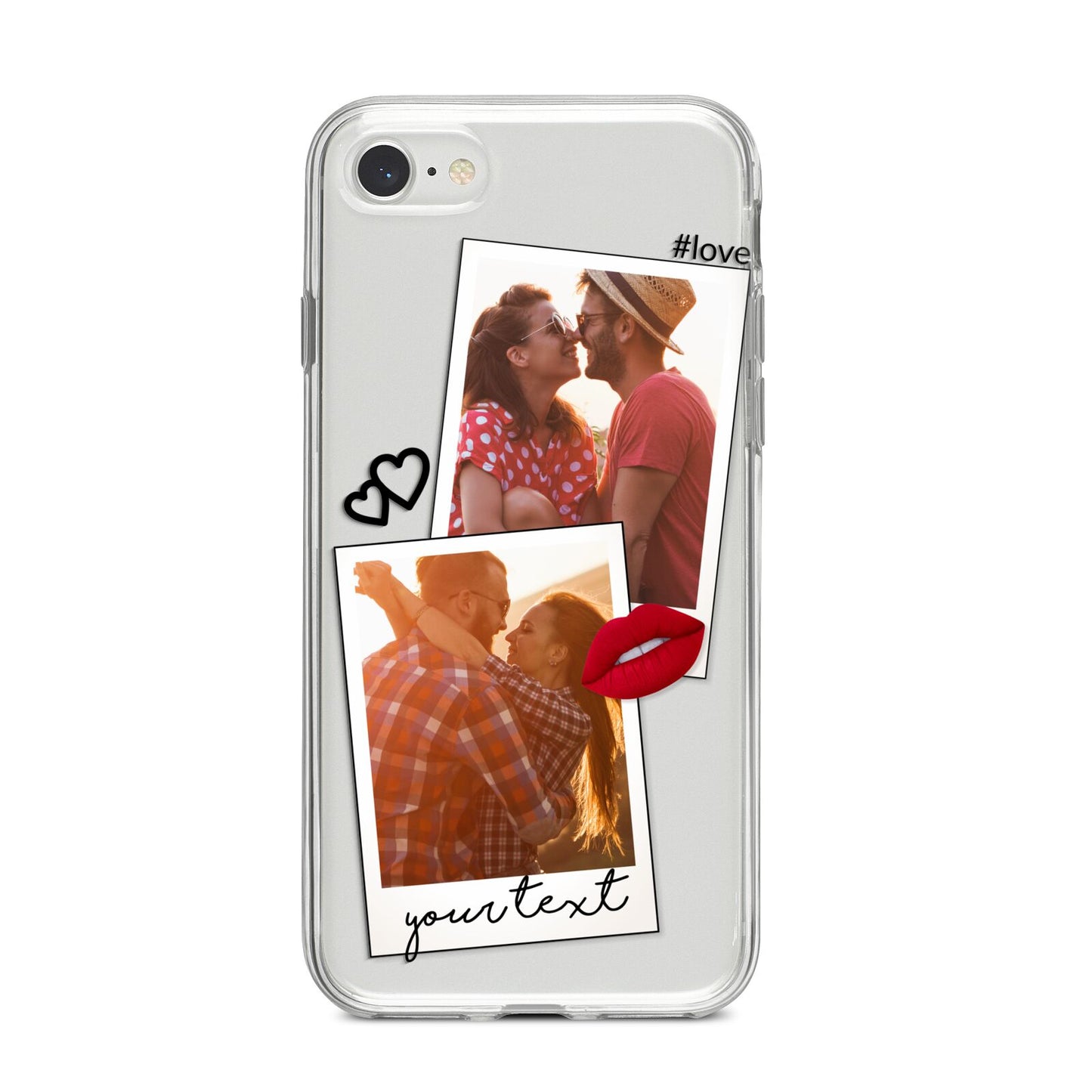 Romantic Pinboard Photo Montage Upload with Text iPhone 8 Bumper Case on Silver iPhone