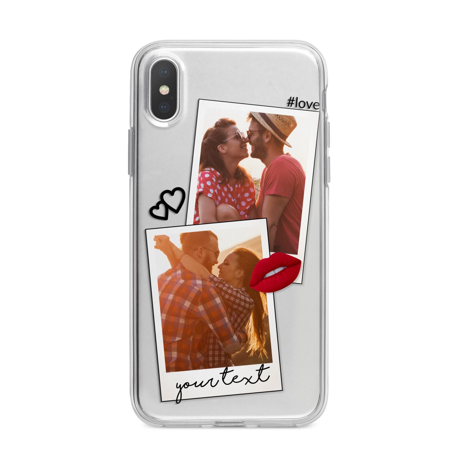 Romantic Pinboard Photo Montage Upload with Text iPhone X Bumper Case on Silver iPhone Alternative Image 1