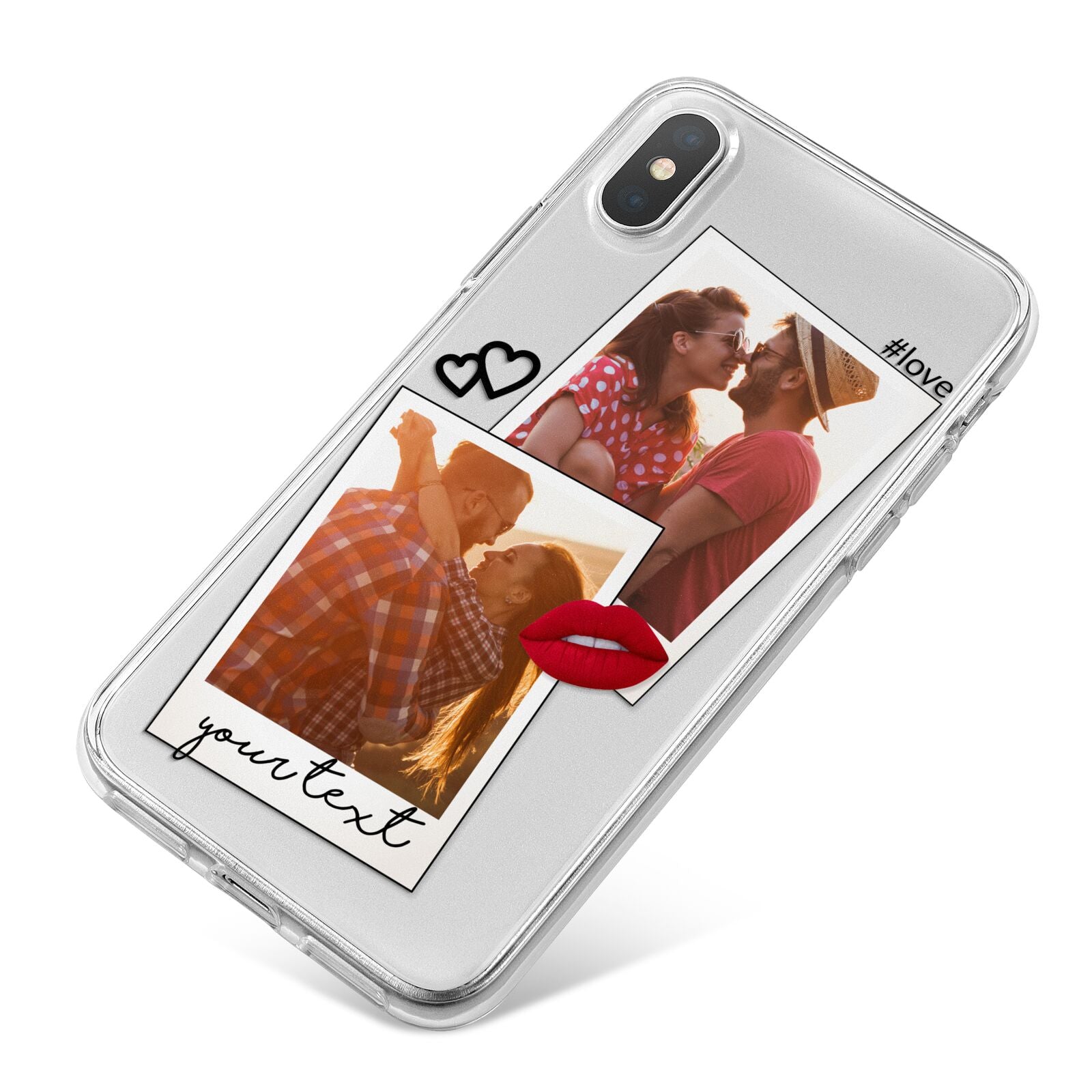 Romantic Pinboard Photo Montage Upload with Text iPhone X Bumper Case on Silver iPhone