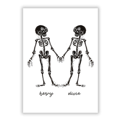 Romantic Skeletons Personalised A5 Flat Greetings Card