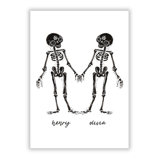 Romantic Skeletons Personalised A5 Flat Greetings Card