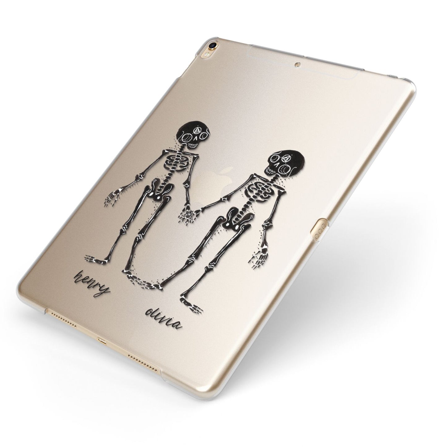 Romantic Skeletons Personalised Apple iPad Case on Gold iPad Side View