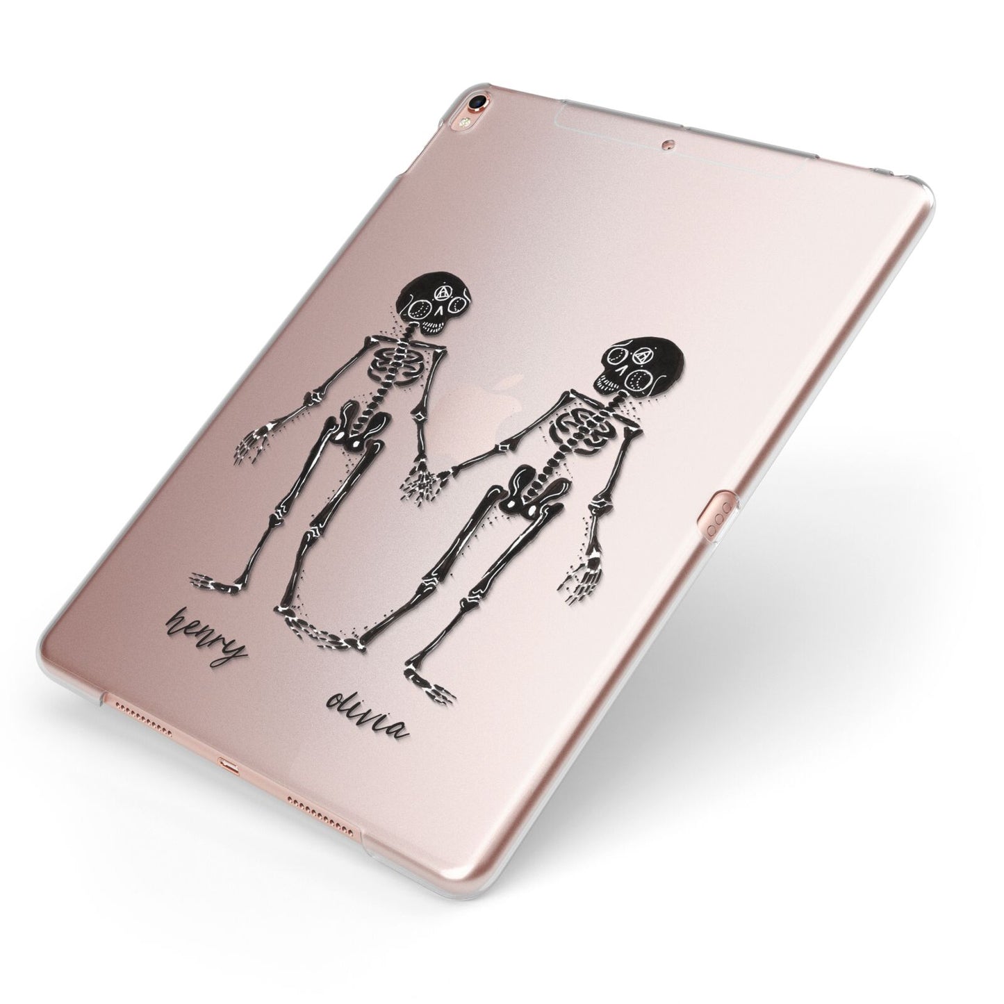 Romantic Skeletons Personalised Apple iPad Case on Rose Gold iPad Side View