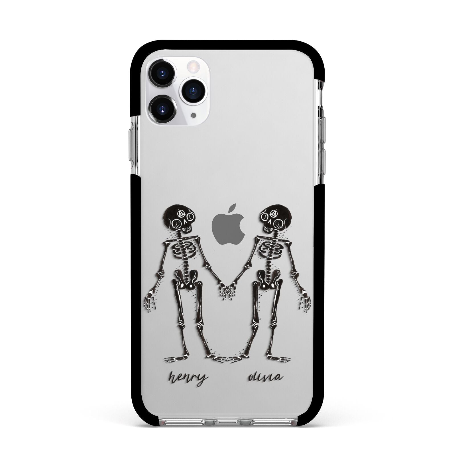 Romantic Skeletons Personalised Apple iPhone 11 Pro Max in Silver with Black Impact Case
