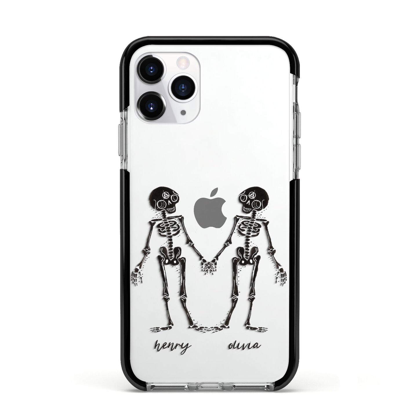 Romantic Skeletons Personalised Apple iPhone 11 Pro in Silver with Black Impact Case