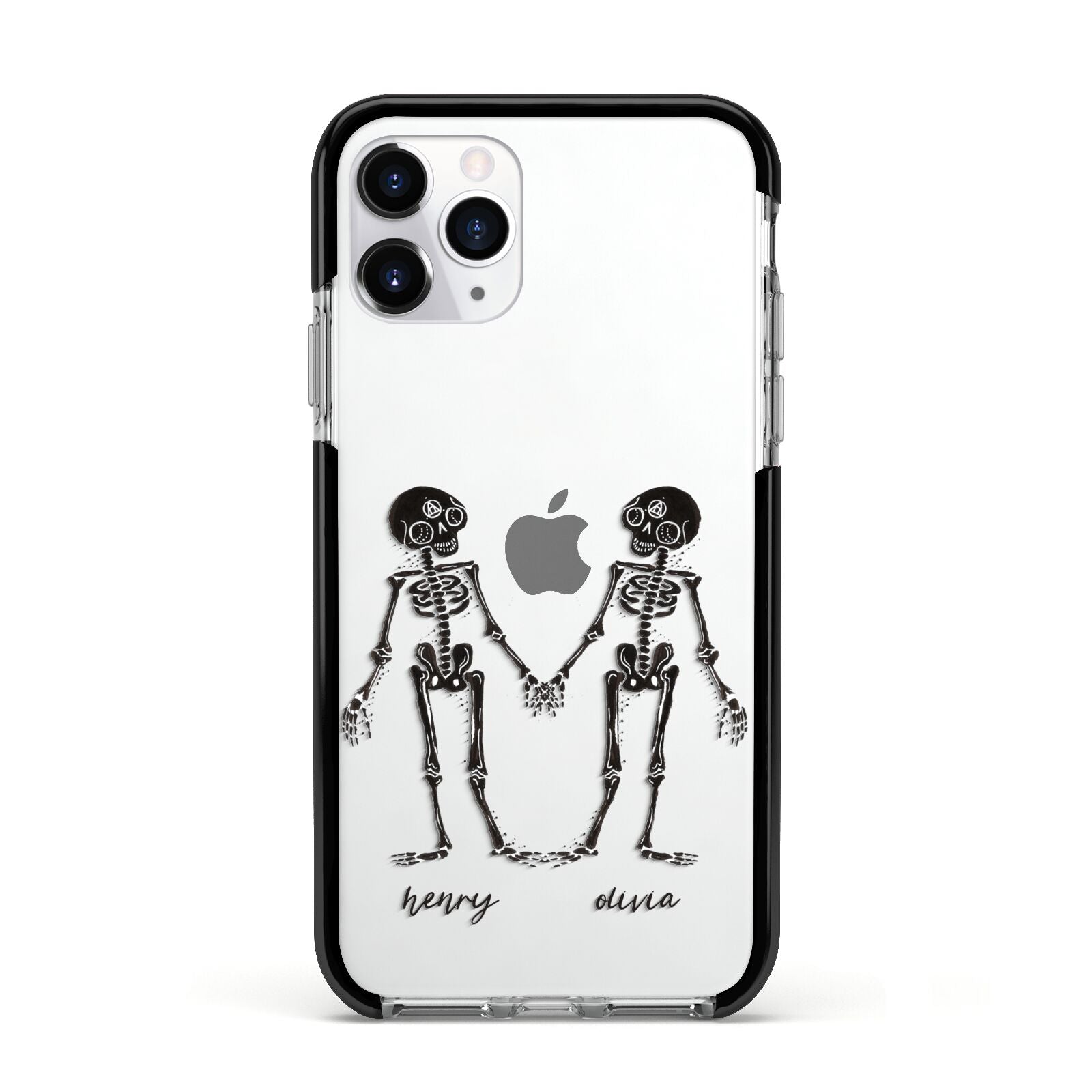 Romantic Skeletons Personalised Apple iPhone 11 Pro in Silver with Black Impact Case