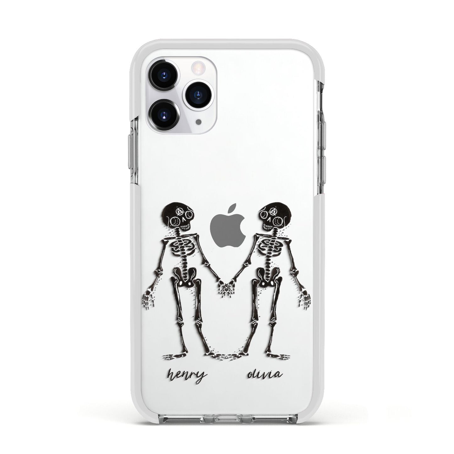 Romantic Skeletons Personalised Apple iPhone 11 Pro in Silver with White Impact Case