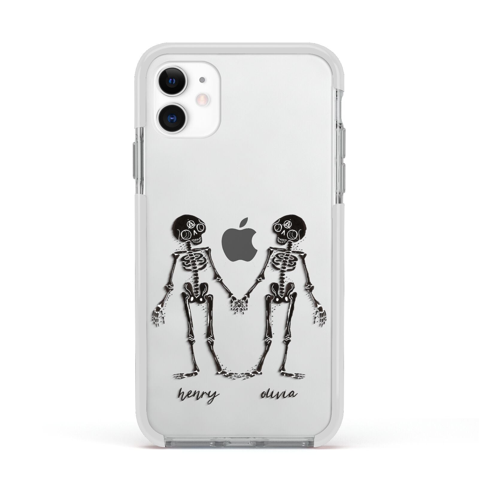 Romantic Skeletons Personalised Apple iPhone 11 in White with White Impact Case