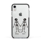 Romantic Skeletons Personalised Apple iPhone XR Impact Case Black Edge on Silver Phone
