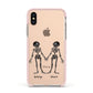 Romantic Skeletons Personalised Apple iPhone Xs Impact Case Pink Edge on Gold Phone