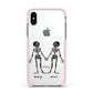 Romantic Skeletons Personalised Apple iPhone Xs Impact Case Pink Edge on Silver Phone