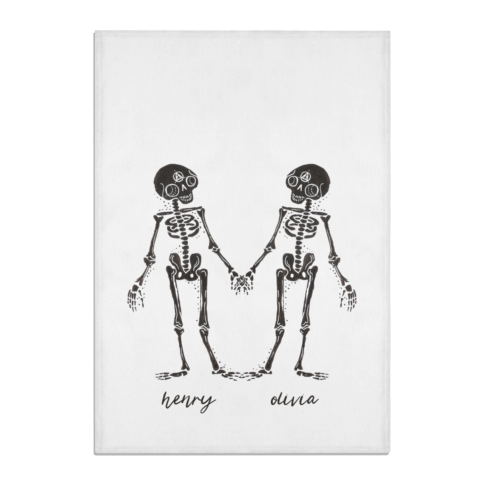Romantic Skeletons Personalised Cotton Tea Towel