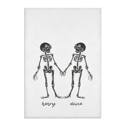 Romantic Skeletons Personalised Cotton Tea Towel