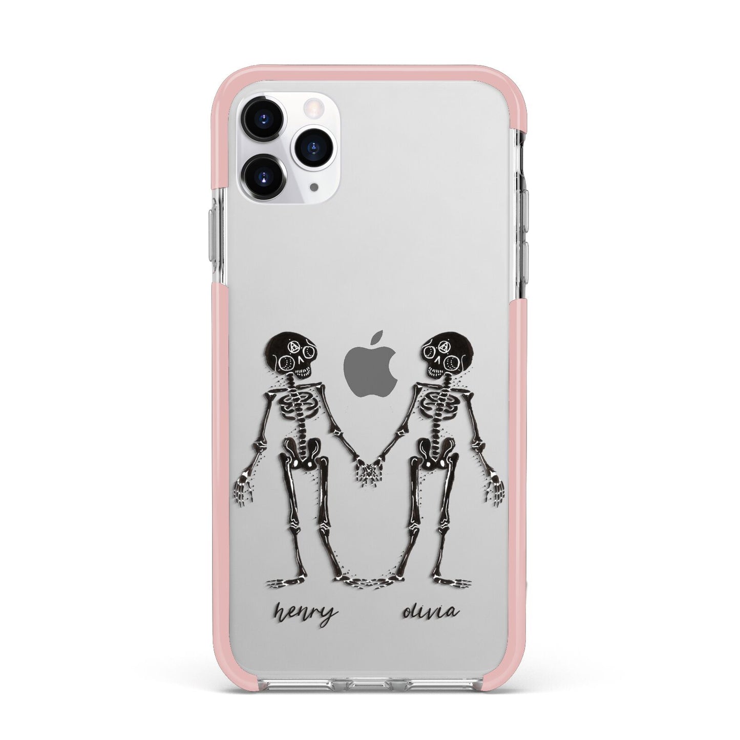 Romantic Skeletons Personalised iPhone 11 Pro Max Impact Pink Edge Case