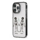 Romantic Skeletons Personalised iPhone 13 Pro Black Impact Case Side Angle on Silver phone