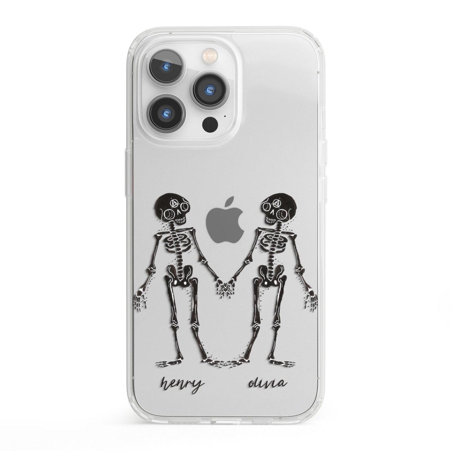 Romantic Skeletons Personalised iPhone 13 Pro Clear Bumper Case