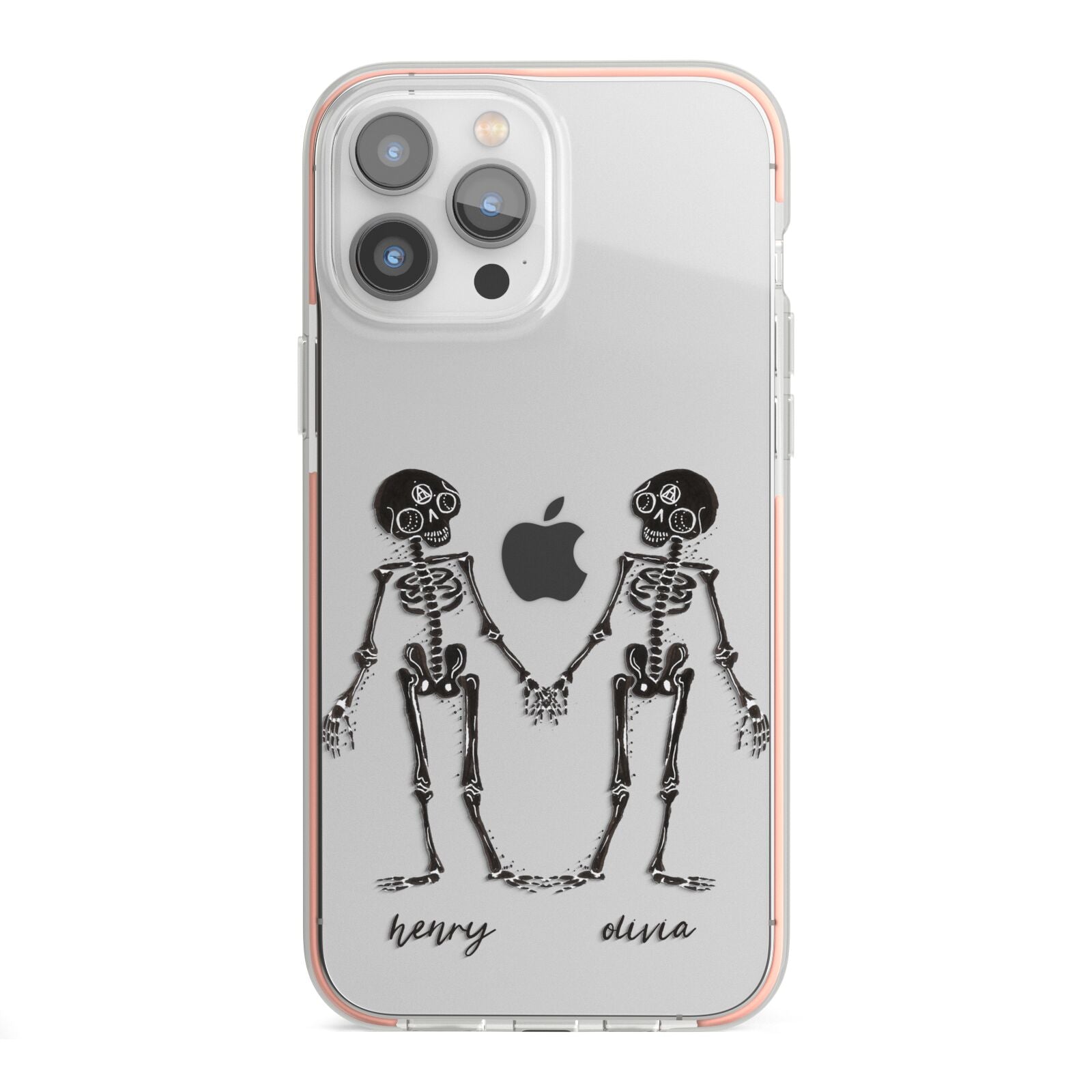 Romantic Skeletons Personalised iPhone 13 Pro Max TPU Impact Case with Pink Edges