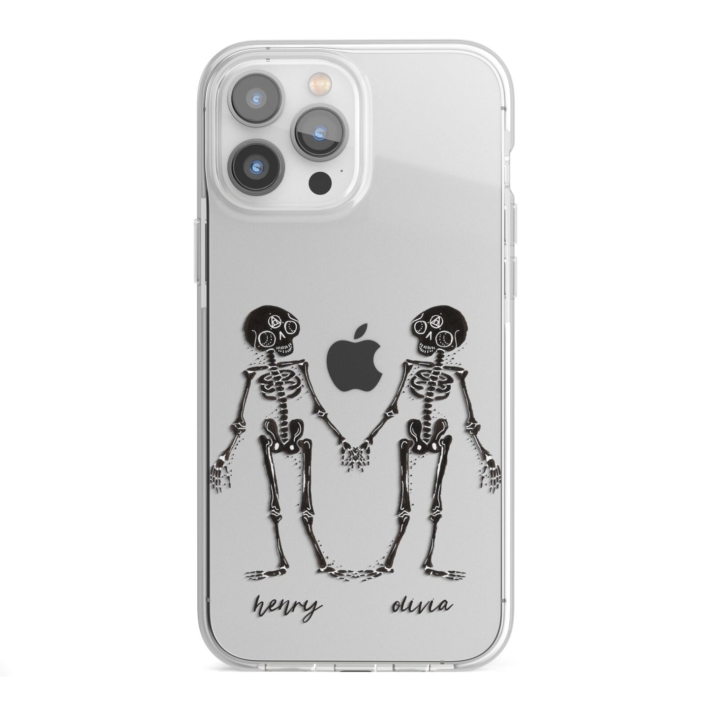 Romantic Skeletons Personalised iPhone 13 Pro Max TPU Impact Case with White Edges
