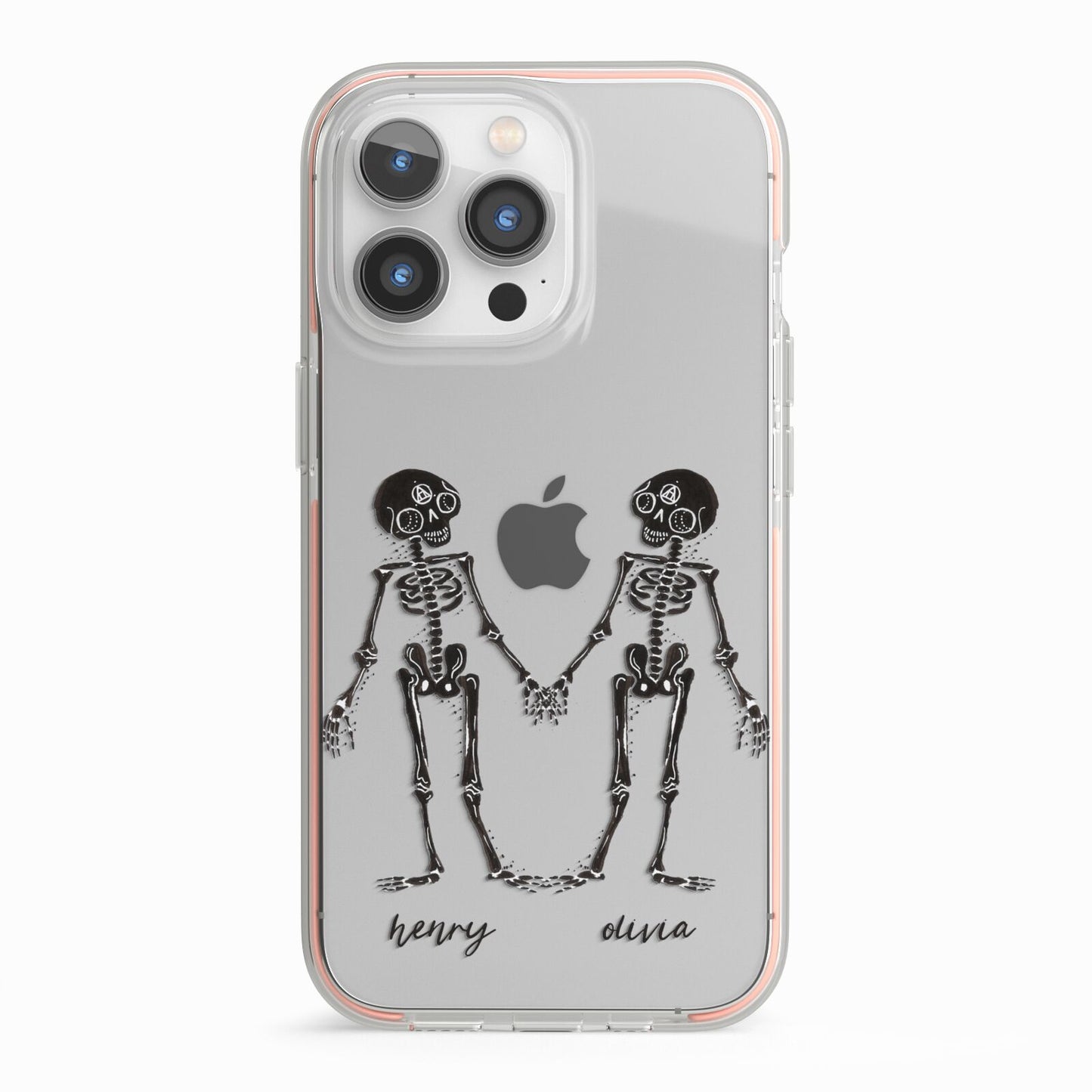 Romantic Skeletons Personalised iPhone 13 Pro TPU Impact Case with Pink Edges