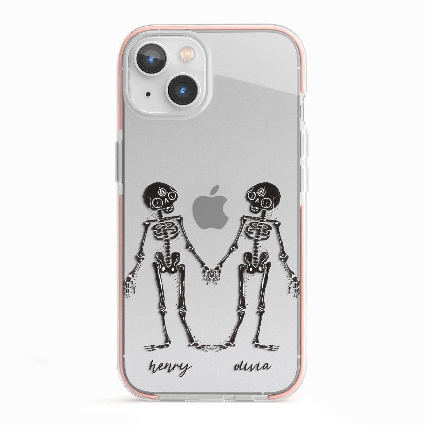 Romantic Skeletons Personalised iPhone 13 TPU Impact Case with Pink Edges