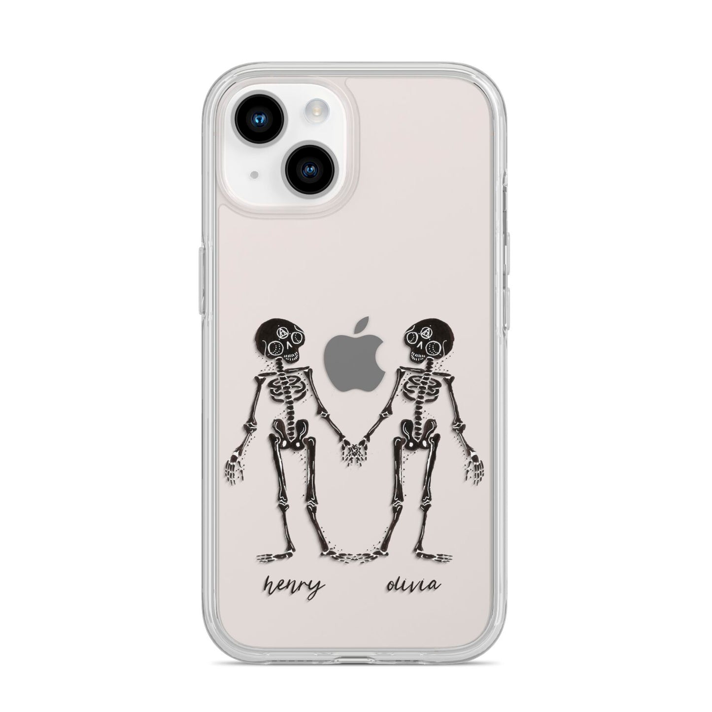 Romantic Skeletons Personalised iPhone 14 Clear Tough Case Starlight