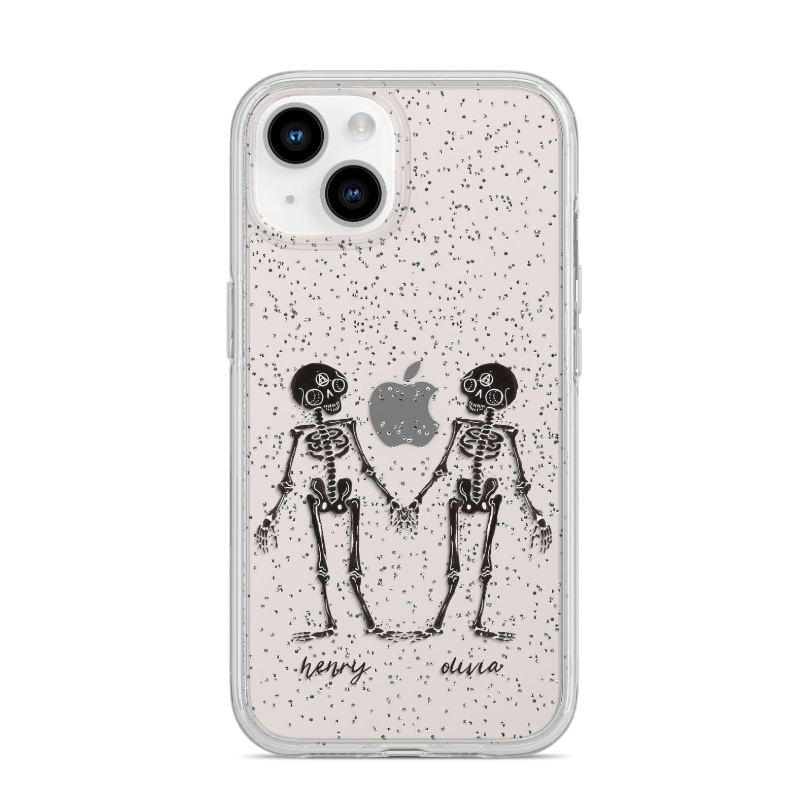 Romantic Skeletons Personalised iPhone 14 Glitter Tough Case Starlight
