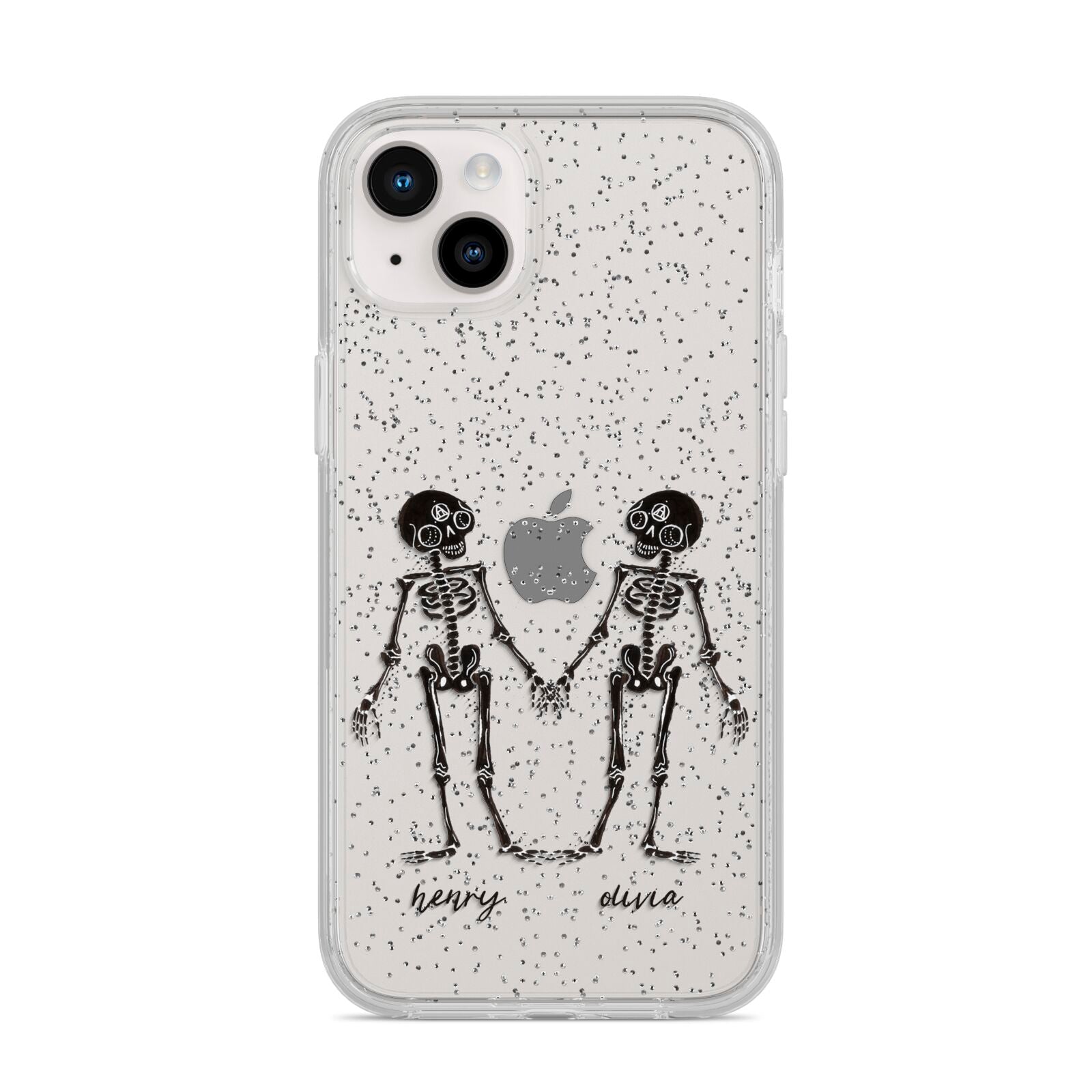 Romantic Skeletons Personalised iPhone 14 Plus Glitter Tough Case Starlight