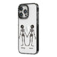 Romantic Skeletons Personalised iPhone 14 Pro Max Black Impact Case Side Angle on Silver phone