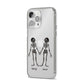 Romantic Skeletons Personalised iPhone 14 Pro Max Clear Tough Case Silver Angled Image