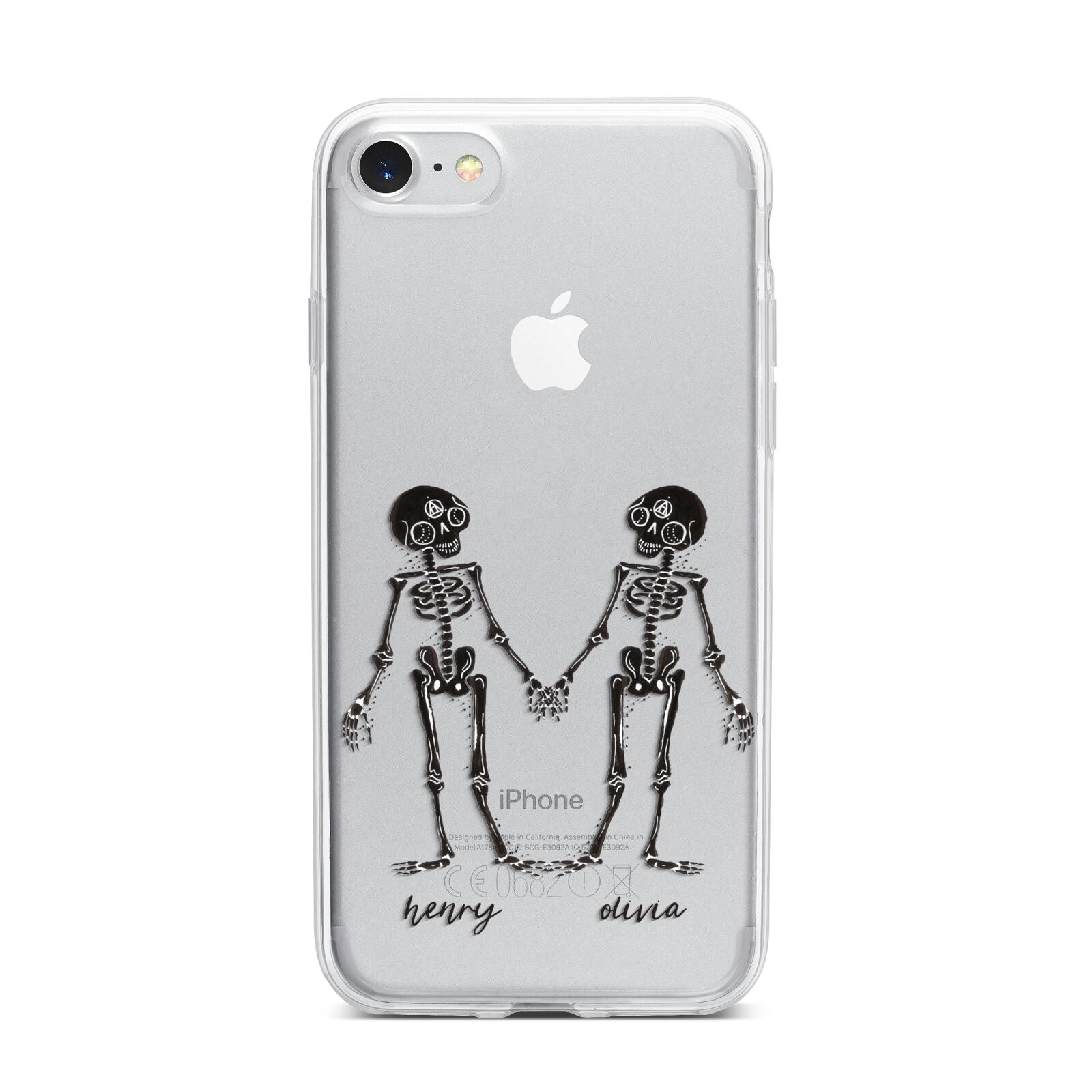 Romantic Skeletons Personalised iPhone 7 Bumper Case on Silver iPhone