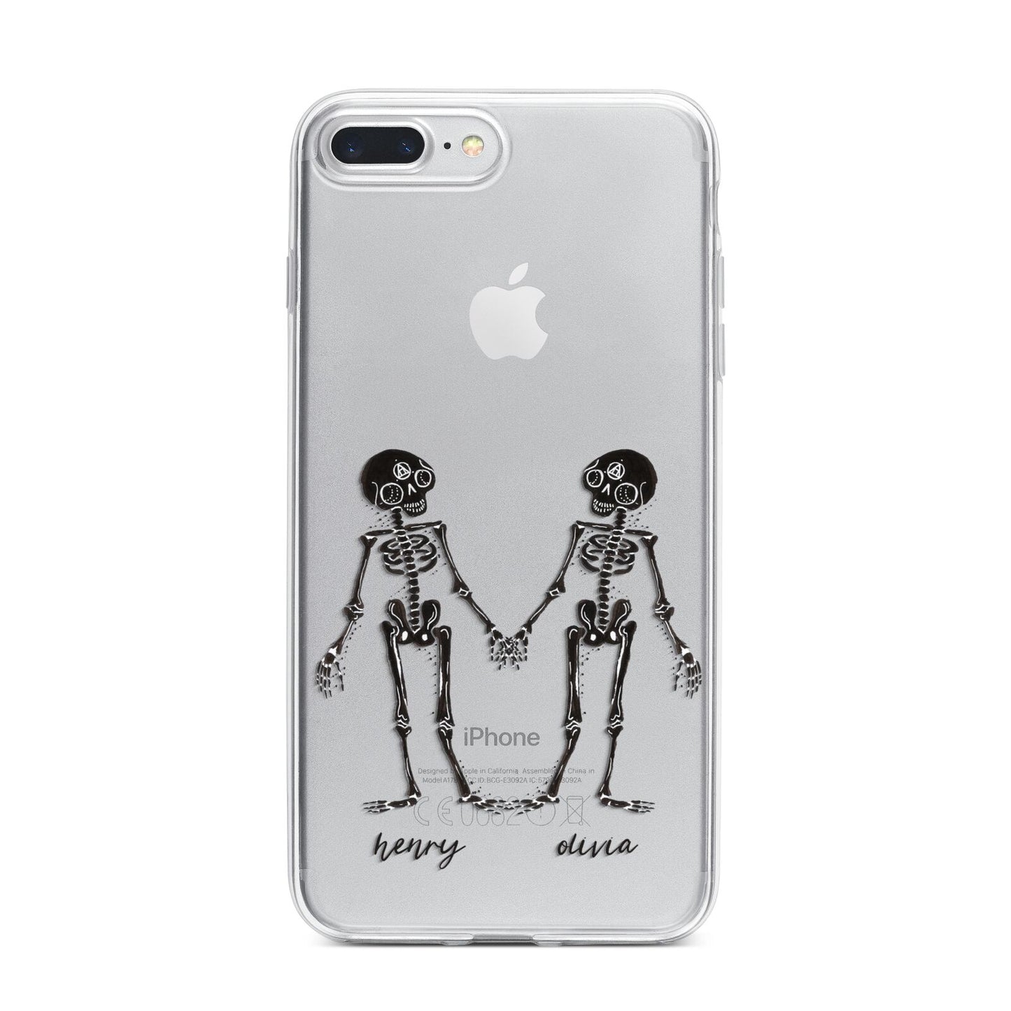 Romantic Skeletons Personalised iPhone 7 Plus Bumper Case on Silver iPhone