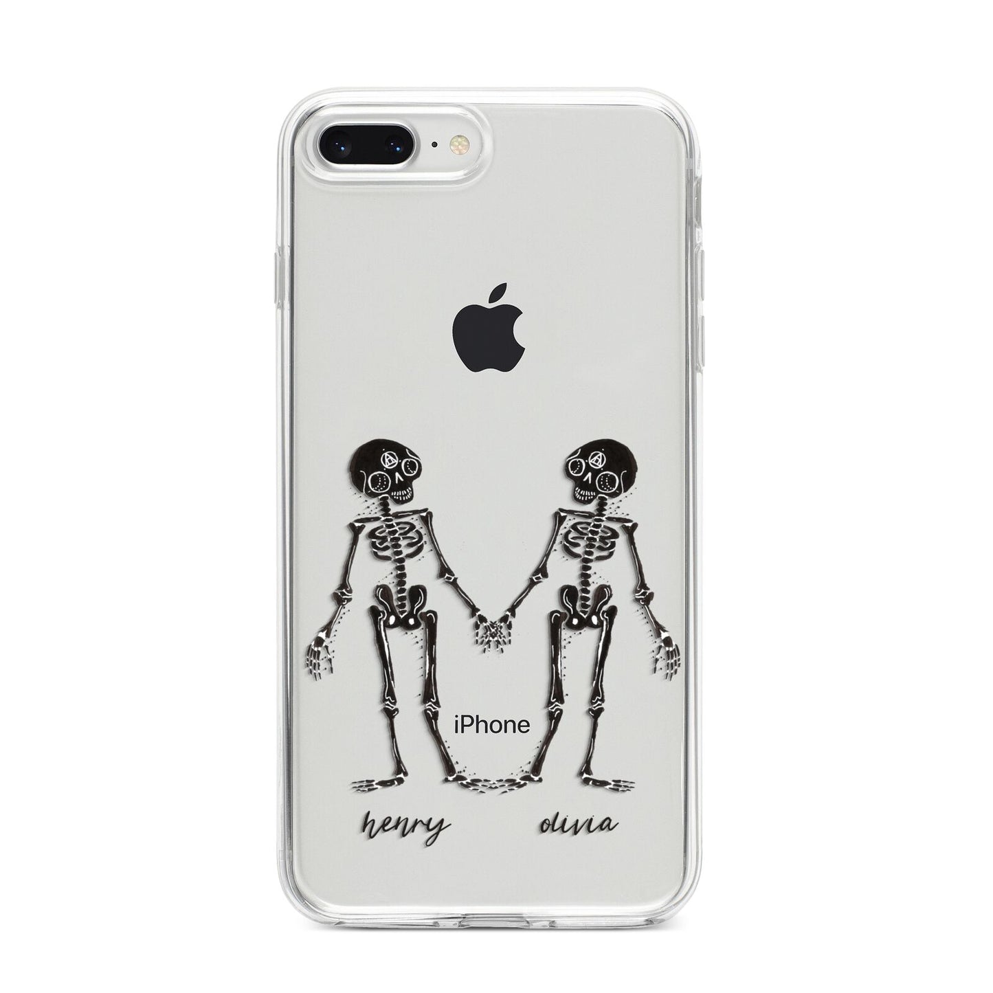 Romantic Skeletons Personalised iPhone 8 Plus Bumper Case on Silver iPhone