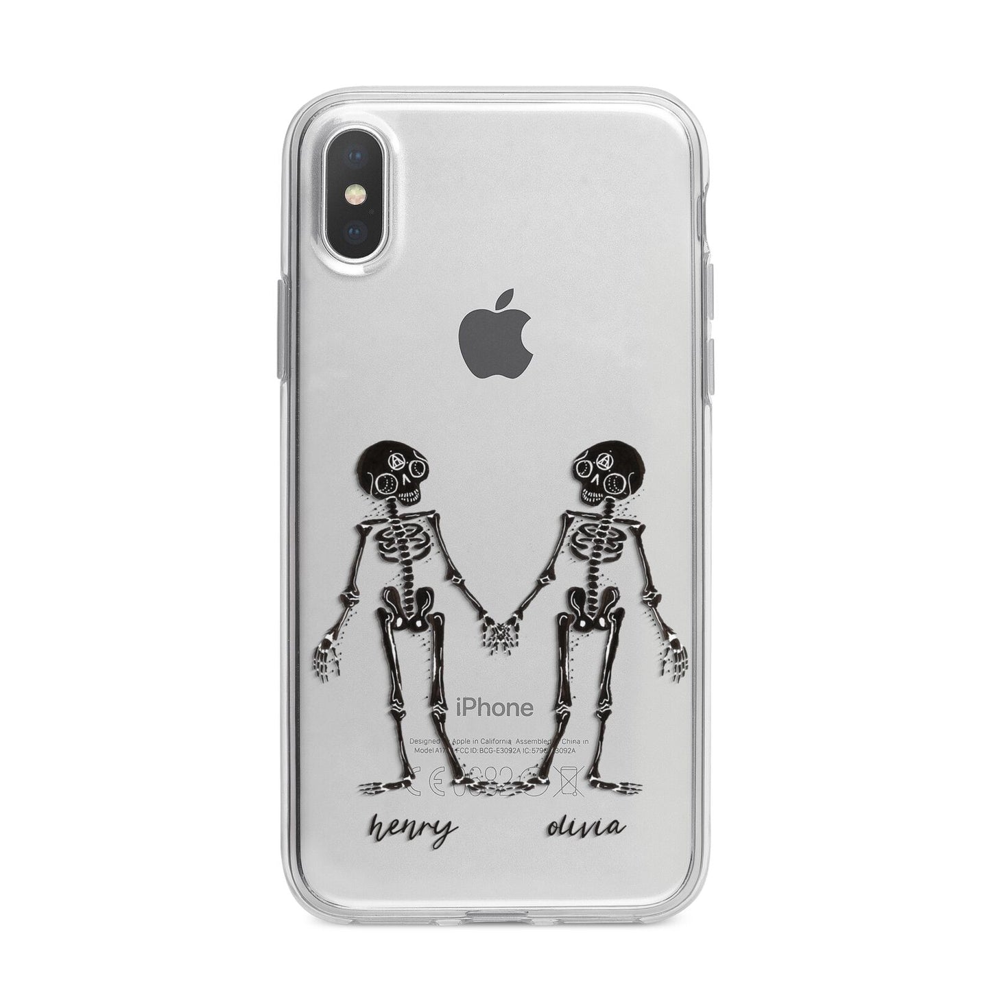 Romantic Skeletons Personalised iPhone X Bumper Case on Silver iPhone Alternative Image 1