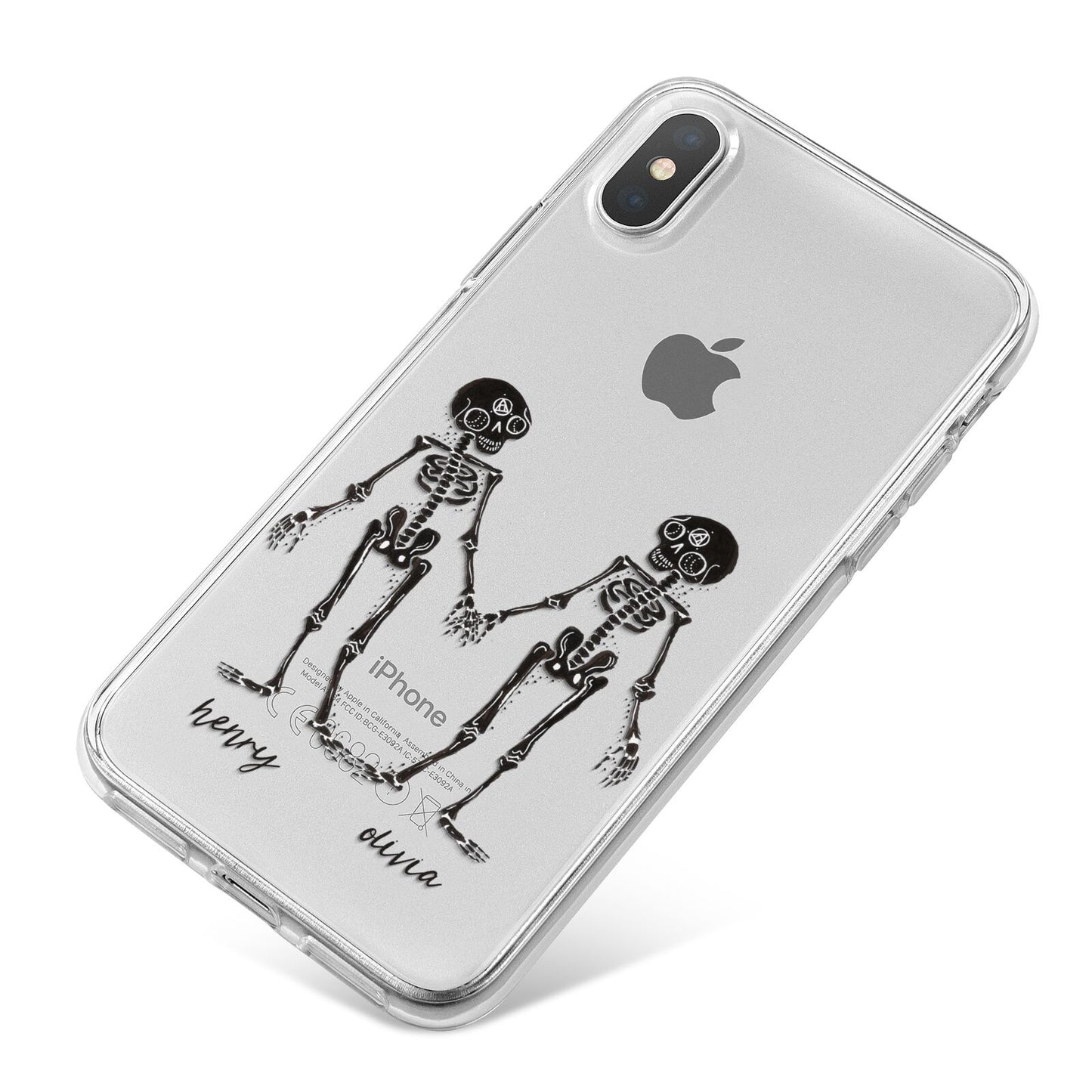 Romantic Skeletons Personalised iPhone X Bumper Case on Silver iPhone