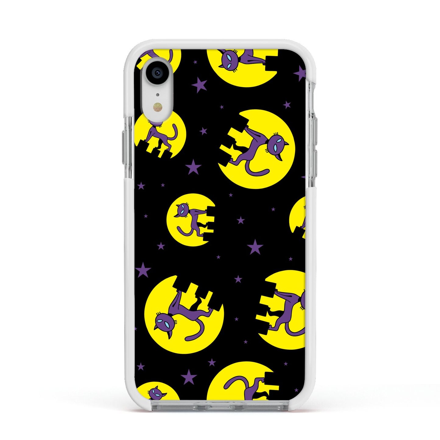 Rooftop Cats Apple iPhone XR Impact Case White Edge on Silver Phone