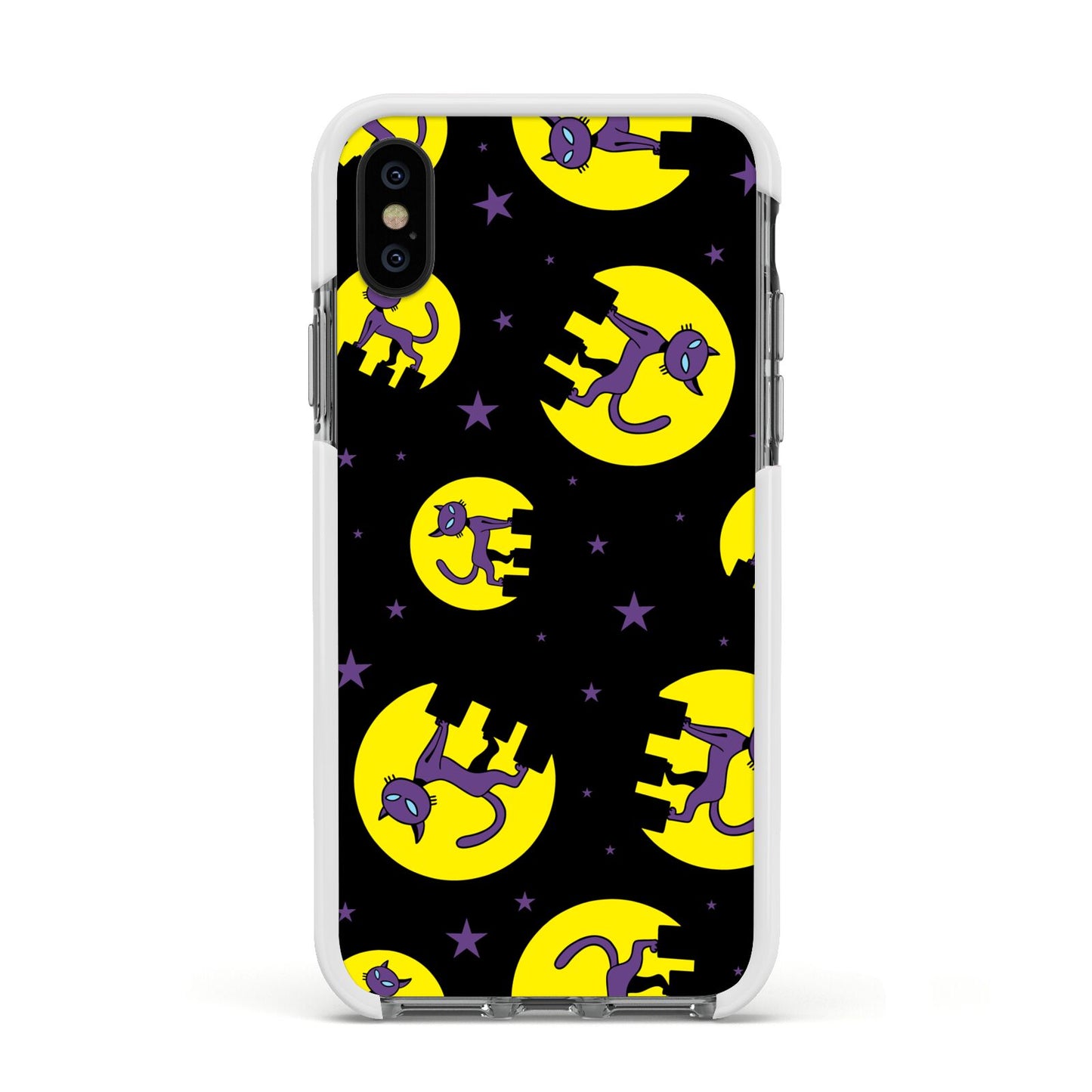 Rooftop Cats Apple iPhone Xs Impact Case White Edge on Black Phone