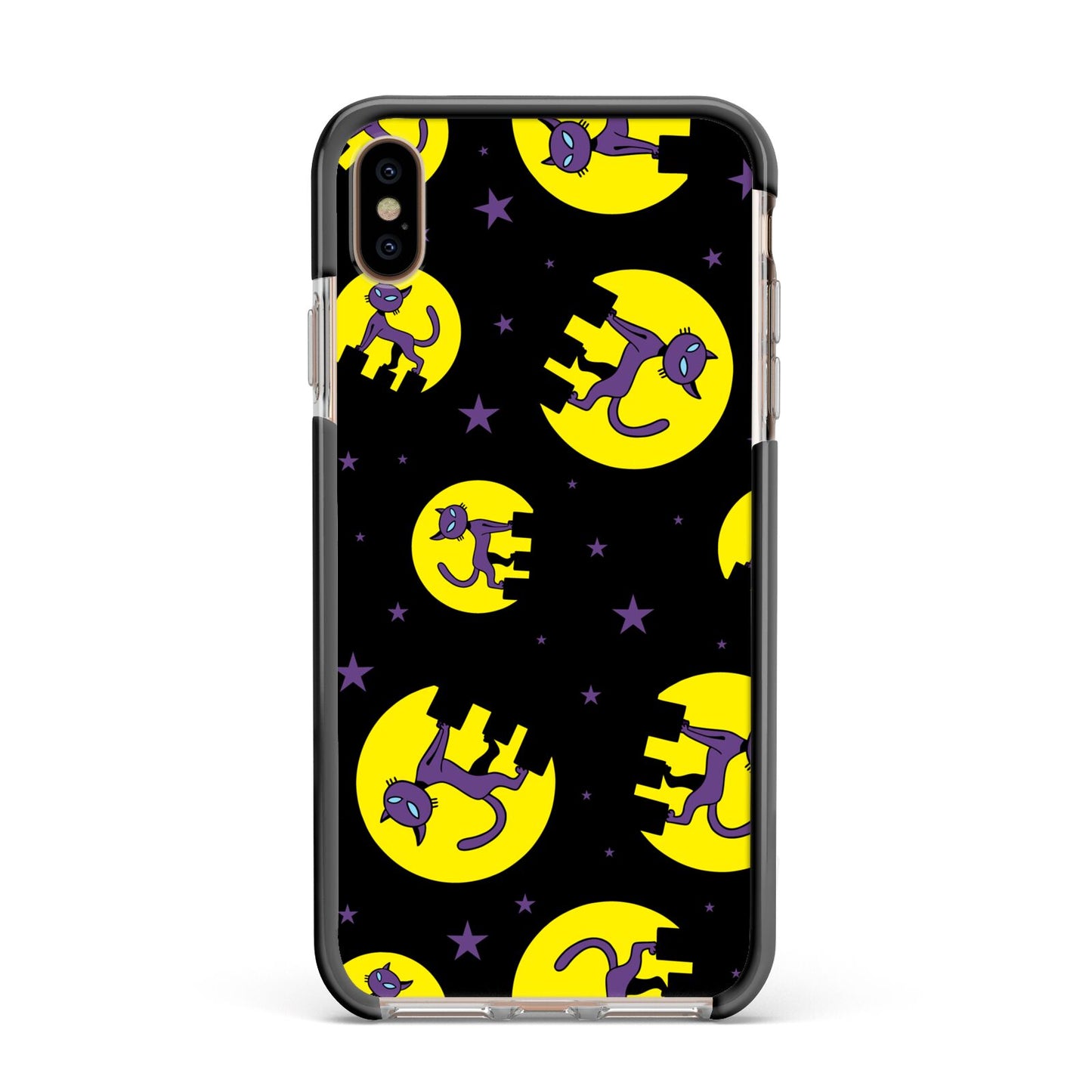 Rooftop Cats Apple iPhone Xs Max Impact Case Black Edge on Gold Phone