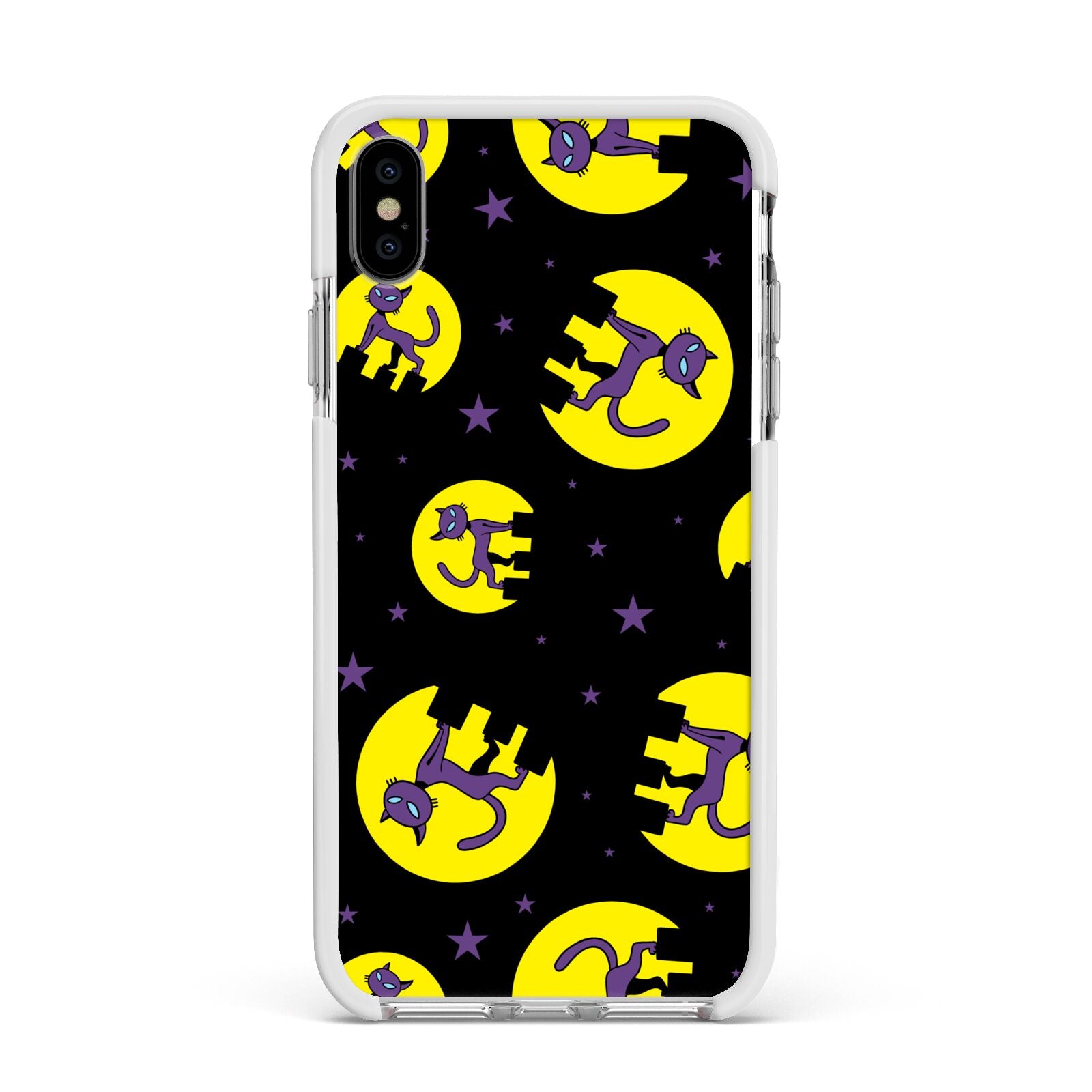 Rooftop Cats Apple iPhone Xs Max Impact Case White Edge on Silver Phone