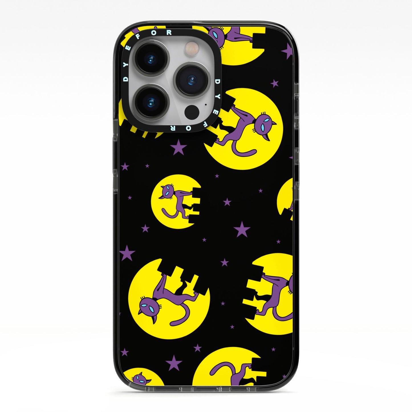 Rooftop Cats iPhone 13 Pro Black Impact Case on Silver phone