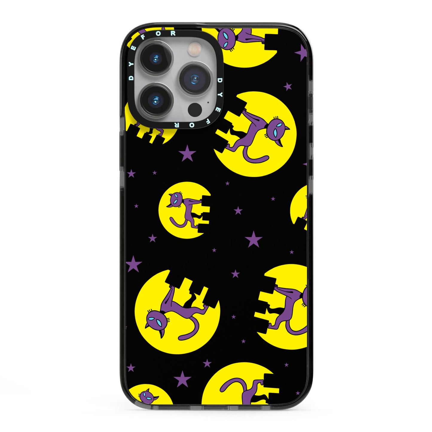 Rooftop Cats iPhone 13 Pro Max Black Impact Case on Silver phone