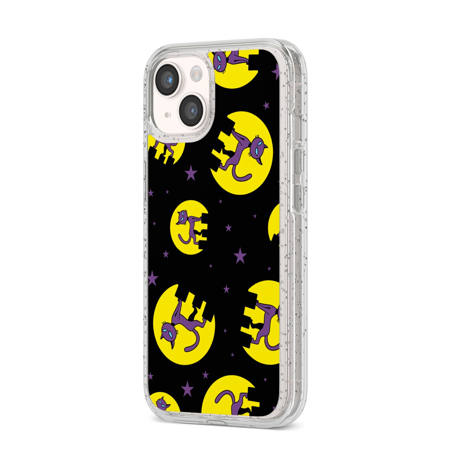 Rooftop Cats iPhone 14 Glitter Tough Case Starlight Angled Image